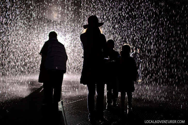 The Rain Room at LACMA Museum - Los Angeles California.