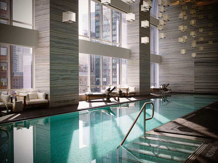 The indoor pool at Park Hyatt New York - go for a relaxing swim and listen to curated music from the neighboring Carnegie Hall through their underwater speakers // localadventurer.com