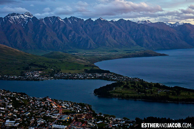 view of queenstown from skyline restaurant | 10 Day Guide to South Island New Zealand with Contiki.