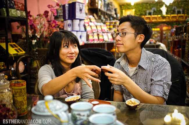 tea tasting at temple of heaven beijing. This is Jacob and I sampling different types of tea. We ended up purchasing two different kinds of tea to take home.