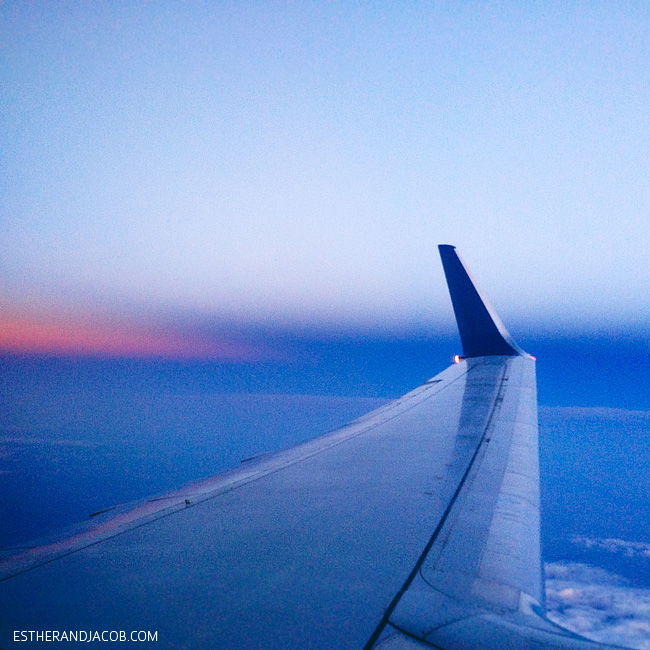 airplanes in the sunset