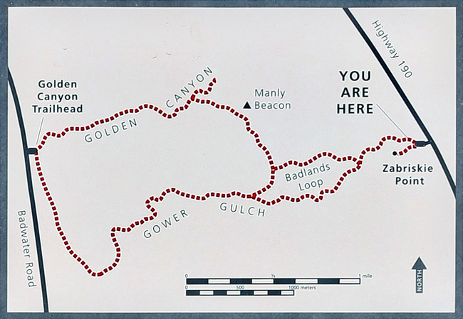 zabriskie point hiking map. hiking map death valley national park. badlands map for hiking