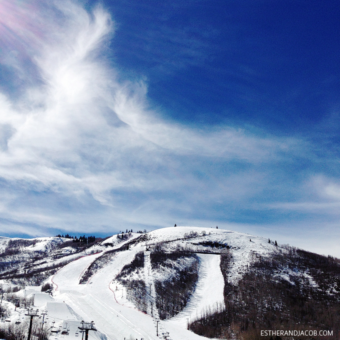 Snowboarding at Park City Mountain Resort Utah.