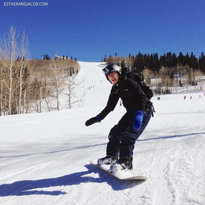 Snowboarding at Park City Mountain Resort Utah.