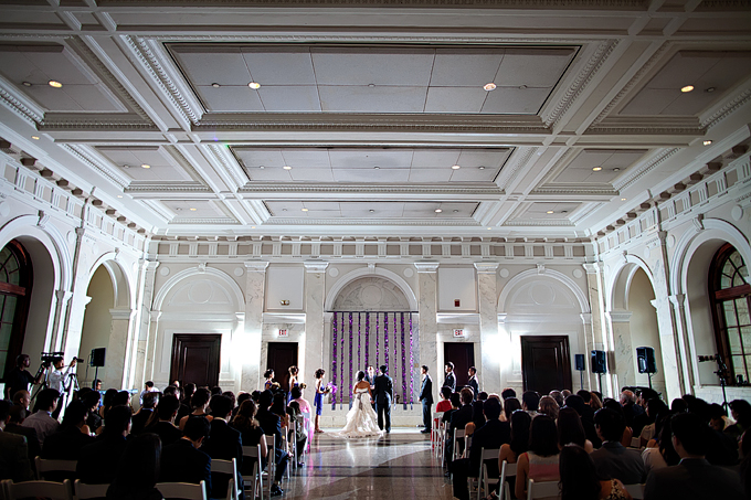 Purple themed Old Decatur Courthouse wedding.
