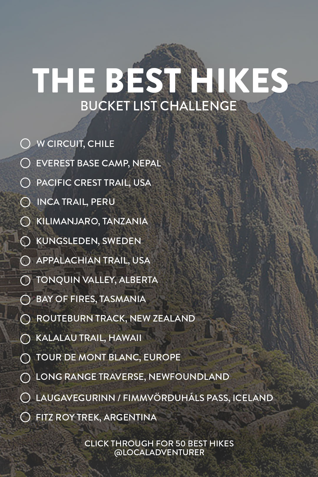 Best Hikes in the World Bucket List Challenge // Local Adventurer #hiking #bucketlist