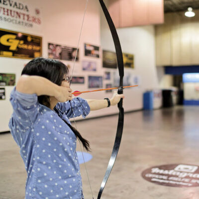 Traditional Archery Lessons at Impact Archery Las Vegas.