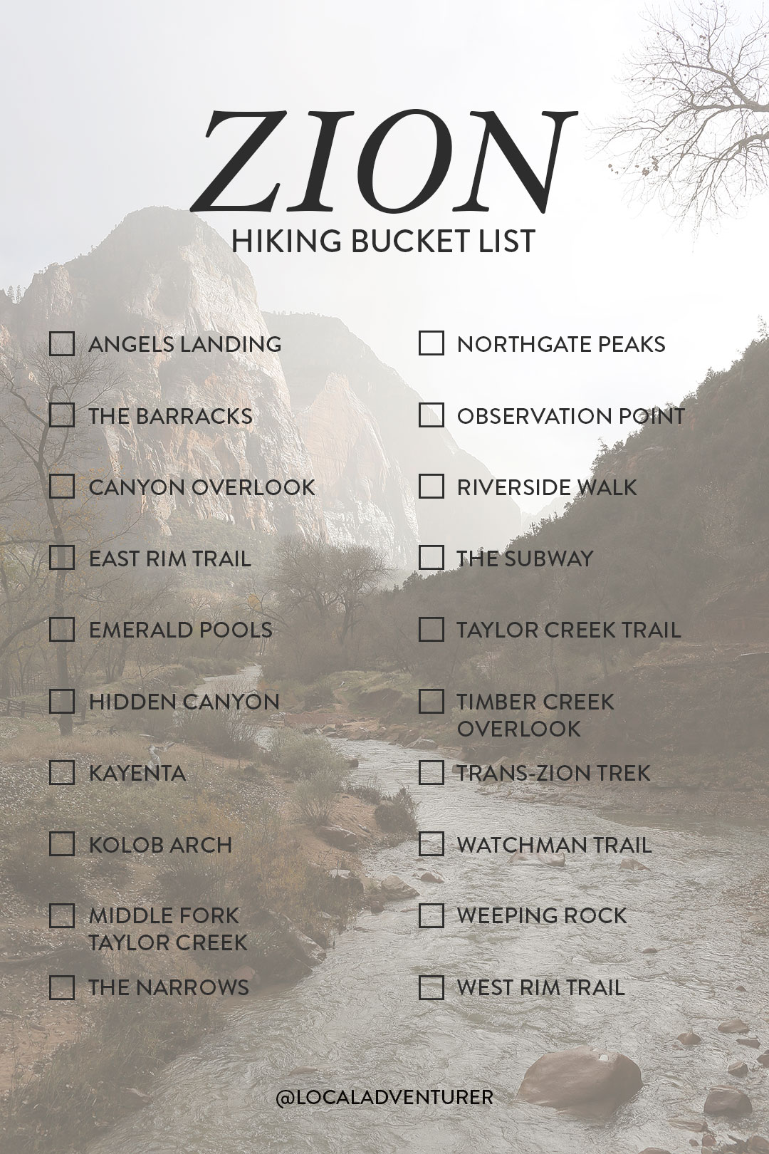 Zion Hiking Trails