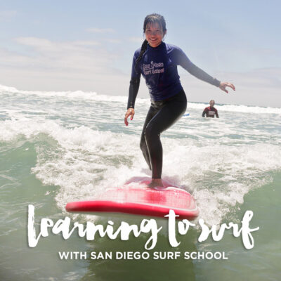 Learning to Surf with San Diego Surf School.