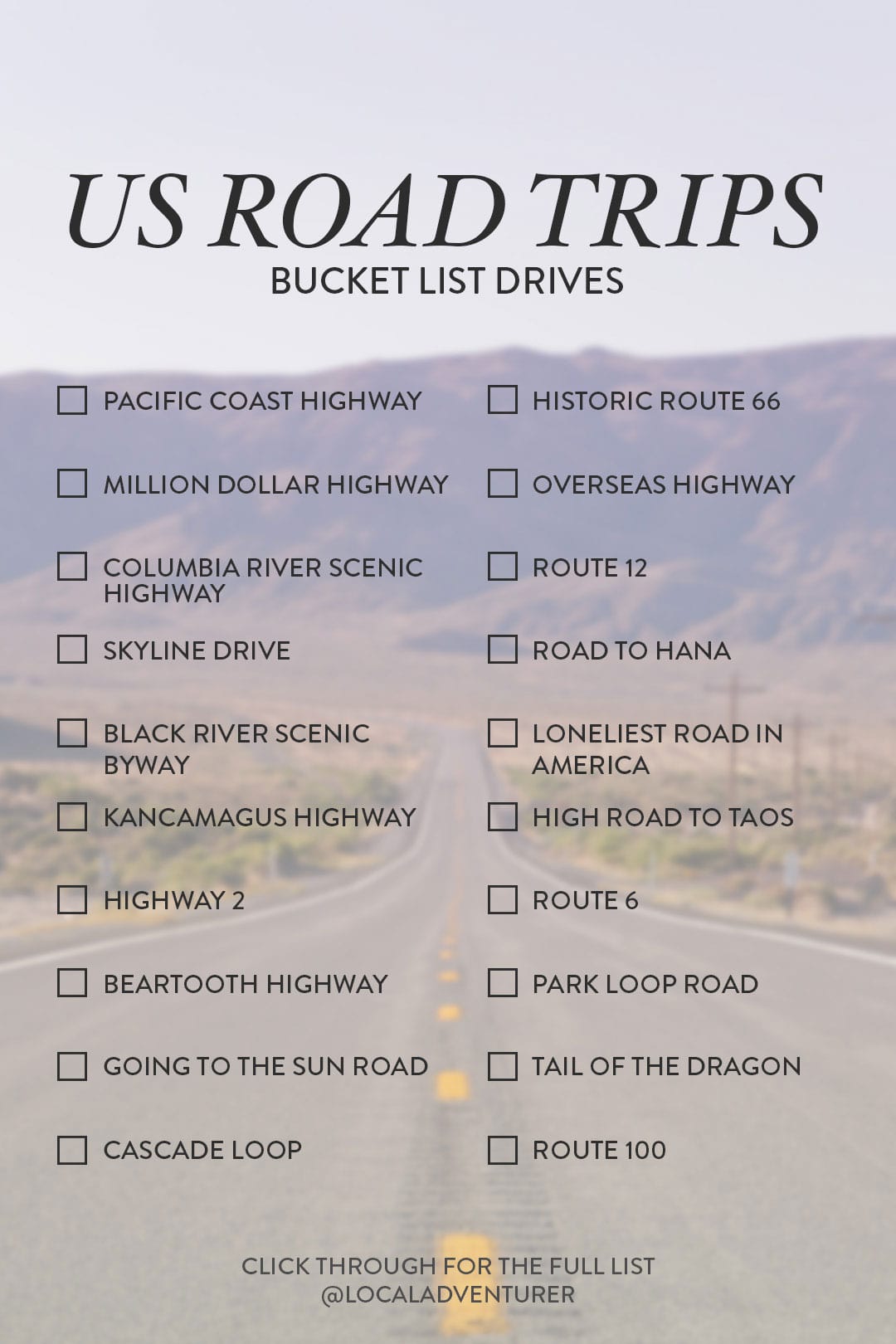 road trip bucket list
