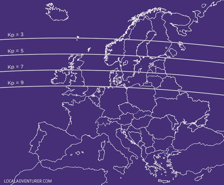 Aurora Activity - Kp Index Map Europe // localadventurer.com
