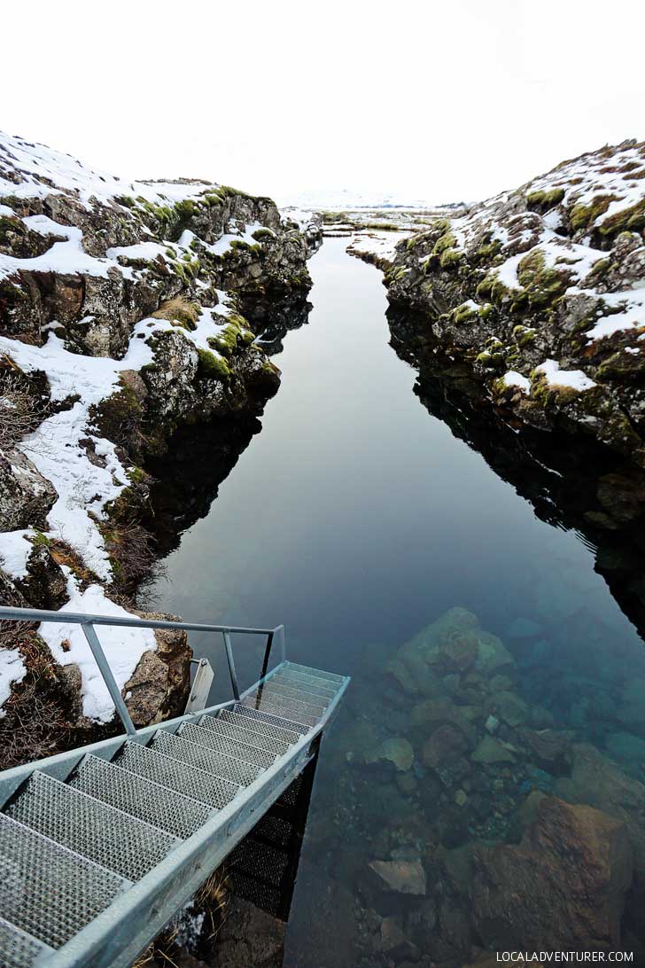 Silfra Snorkeling in Thingvellir National Park Iceland - Snorkel in the Silfra fissure between the North American and Eurasian continental plates. The underwater visibility is over 100 m and the water is pristine and drinkable during your dive or snorkel // localadventurer.com