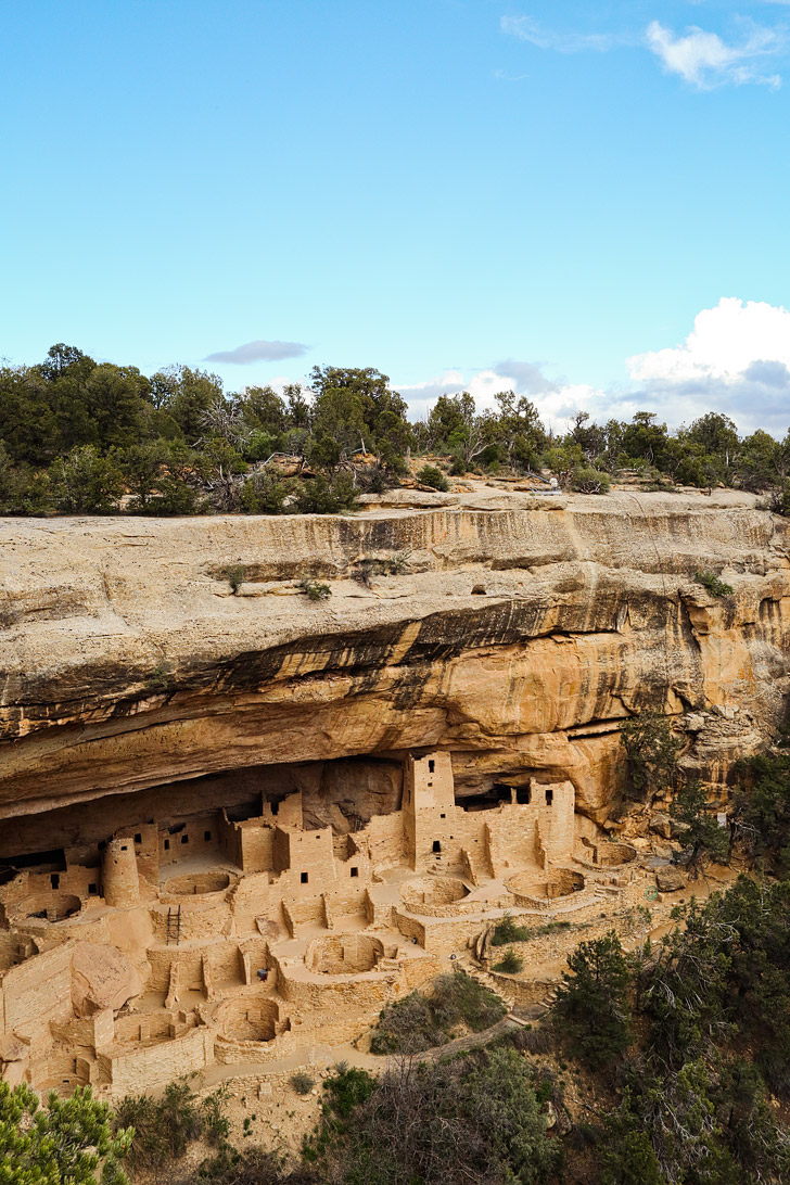 The Cliff Palace is the largest cliff dwelling in North America and was built by Ancestral Puebloans. It's located in Mesa Verde National Park Colorado