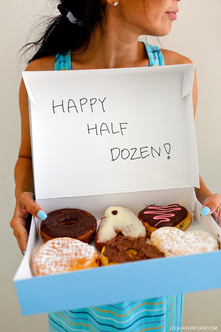 Happy Half Dozen Donuts! (6 Unique 6th Year Anniversary Gift Ideas for Sweets, Iron, and Wood) // localadventurer.com