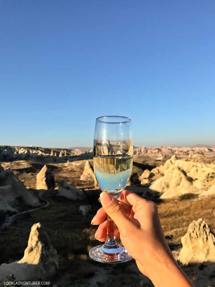 Champagne Breakfast after a magical Hot Air Balloon RIde in Cappadocia, Turkey // localadventurer.com