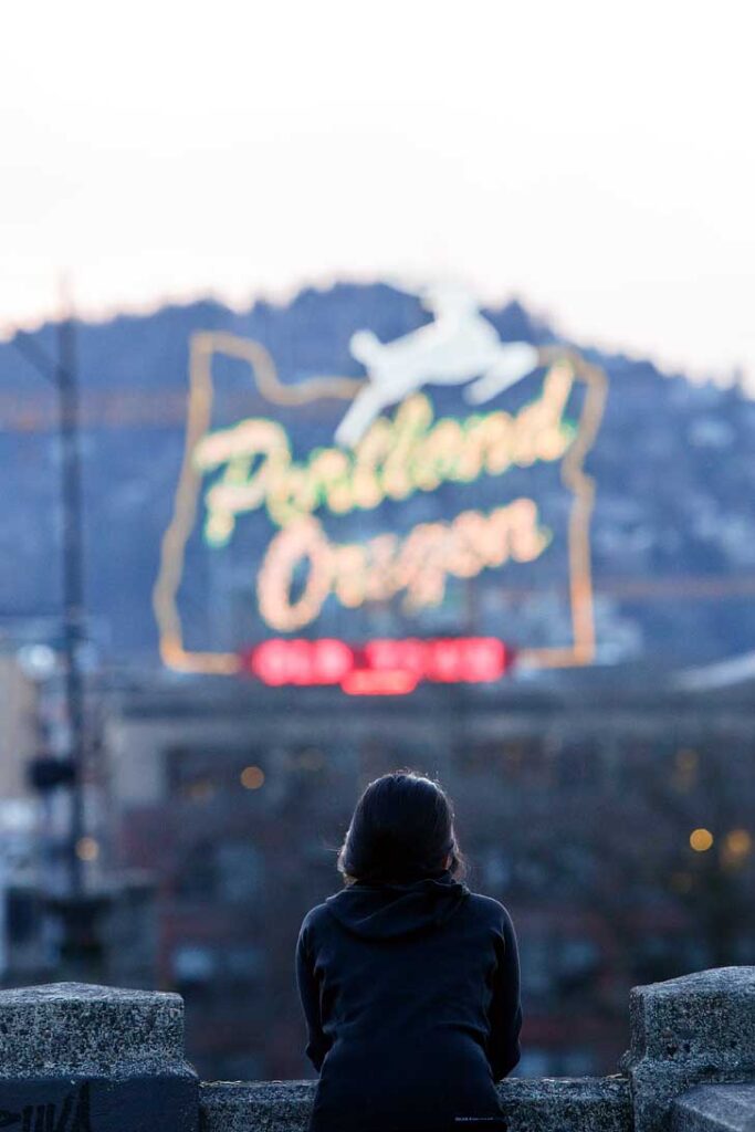 Historic Portland White Stag Sign + 25 Best Places to Take Pictures in Portland Oregon