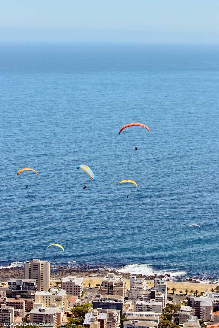 Paragliding Cape Town Signal Hill - one of the best things to do in Cape Town. You get a beautiful view Signal Hill, Lions Head, Table Mountain, and the ocean // localadventurer.com