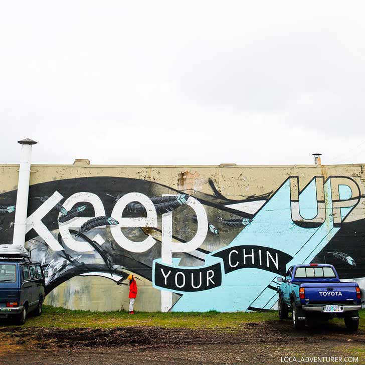 Keep Your Chin Up Mural by Blaine Fontana + Zach Yarrington + Jun Inoue + Guide to the Best Portland Murals // localadventurer.com