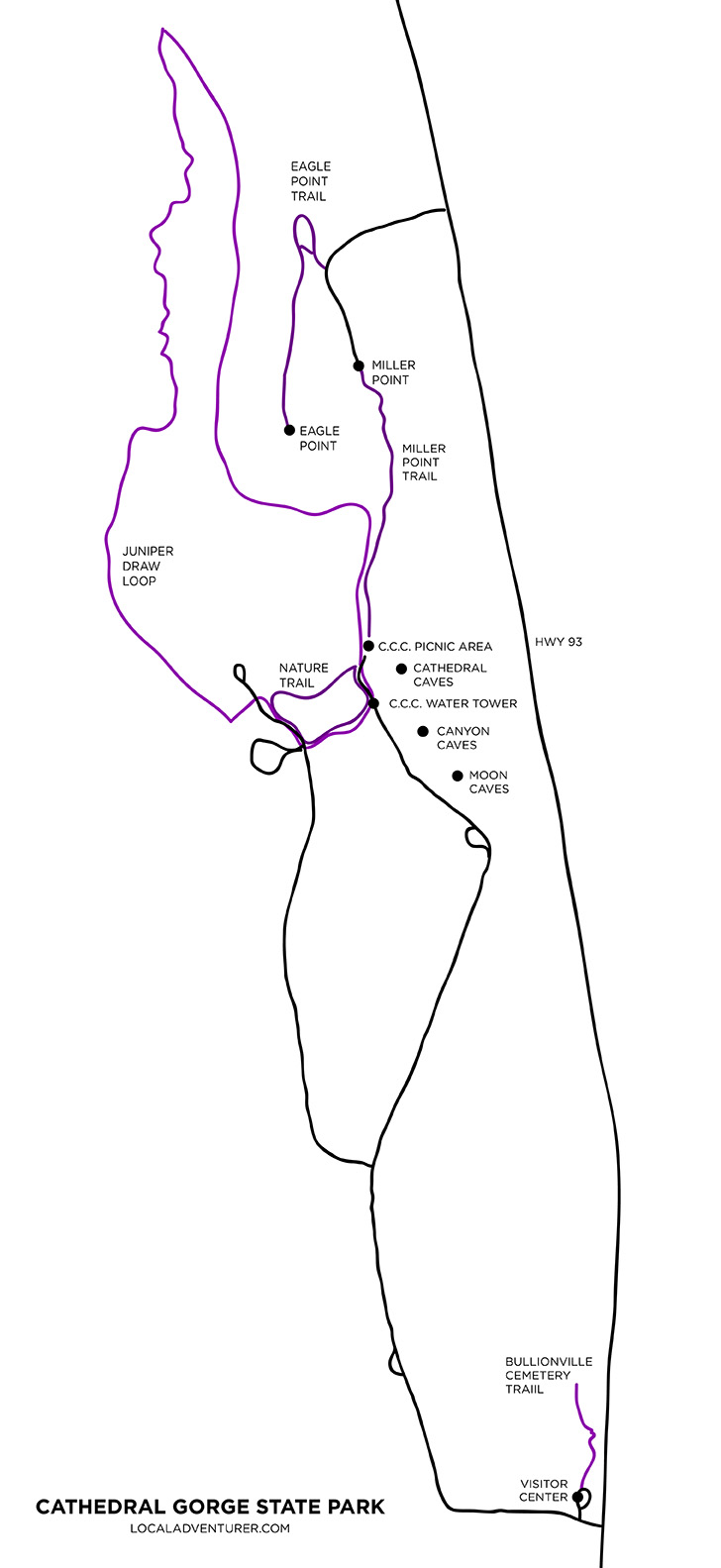 Cathedral Gorge State Park Map