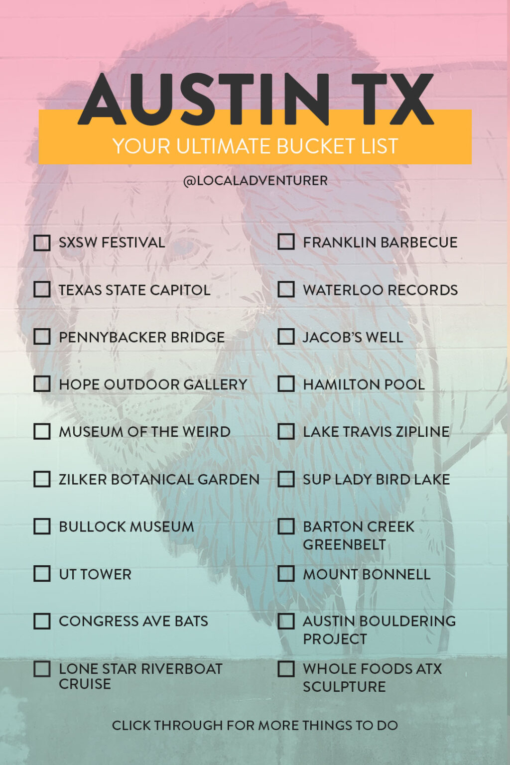101 Things to Do in Austin Bucket List