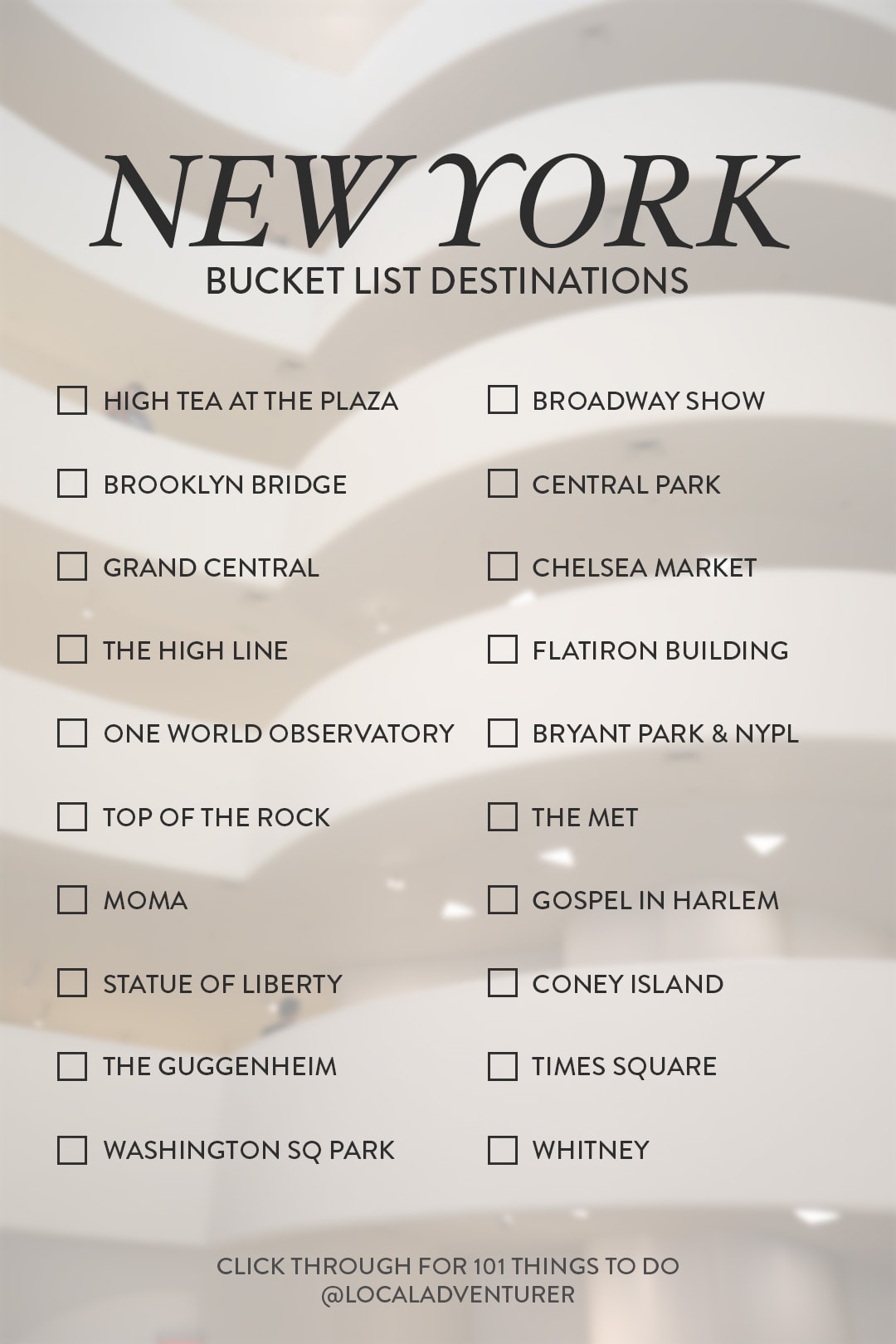 101 Things to Do in NYC Bucket List Destinations