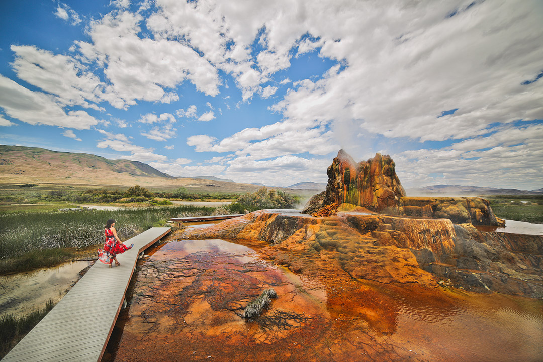 Visiting the Fly Geyser in Nevada? Save this pin and click through to find out everything you need to know before visiting. This natural wonder is on private property but you can book tours and do a nature walk. Learn more about this nevada geyser, find out what you should pack, get photography tips, and tips on how to avoid ticks // Local Adventurer #localadventurer #travelnevada #dfmi #nevada #flygeyser #blackrockdesert #desert