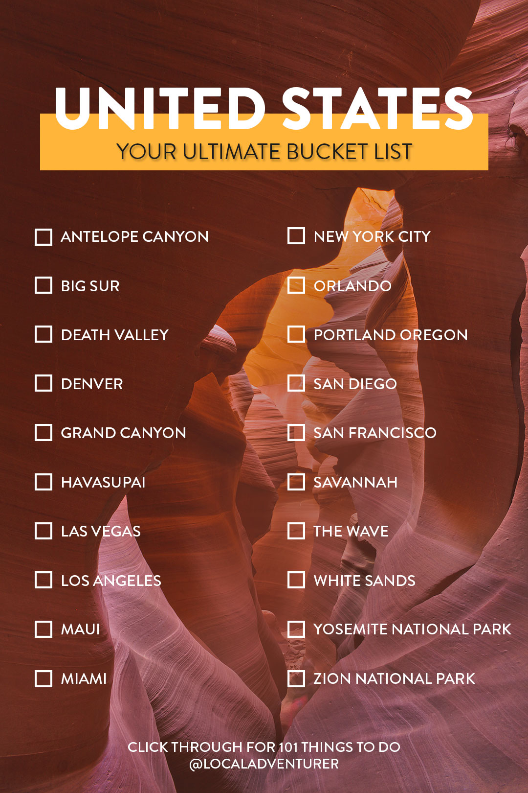 United States Bucket List Challenge // Local Adventurer #usa #bucketlist