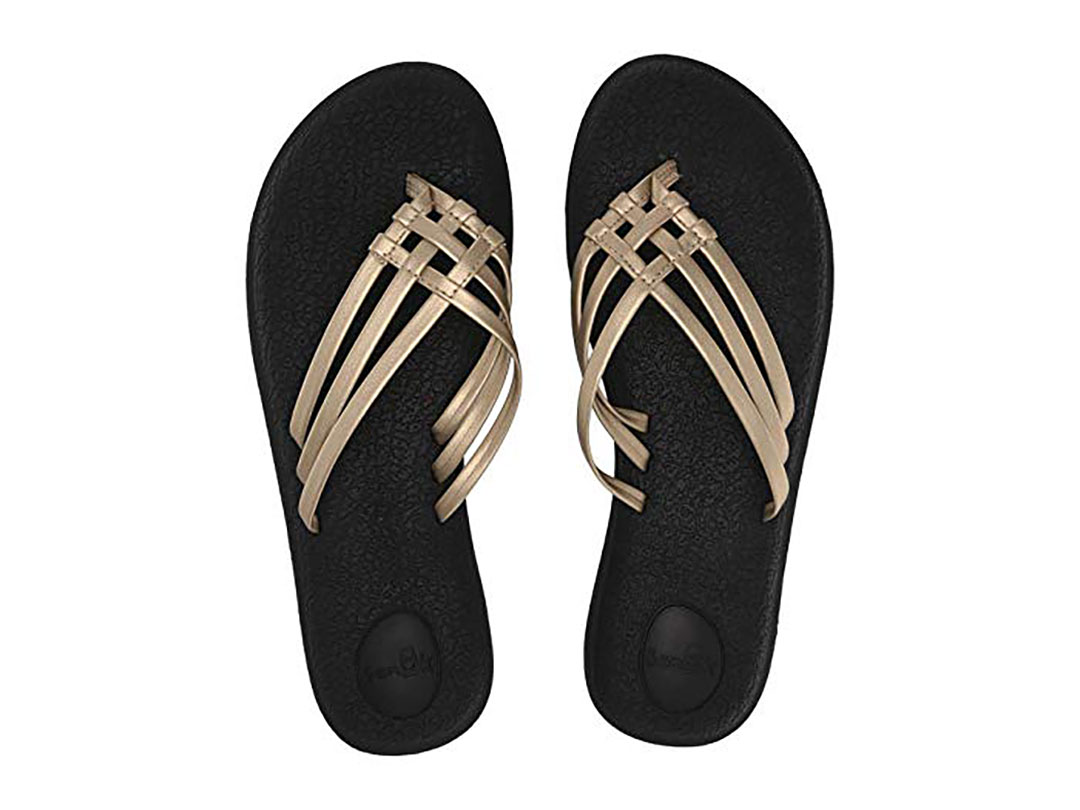 Sanuk Sandals Womens 5.5 Yoga Spree Metallic Strap Slip On Flip