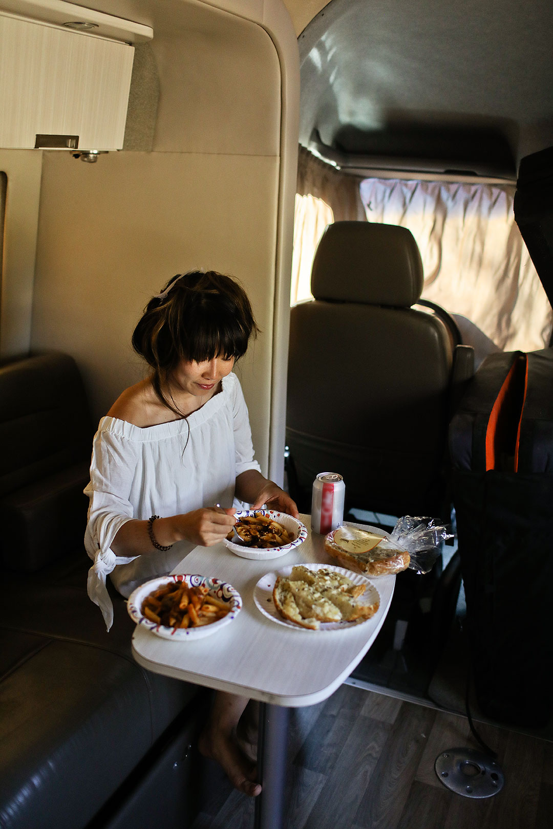 B Class RV Dining Table - This was a smaller one and there was a bigger one tucked away under the couch