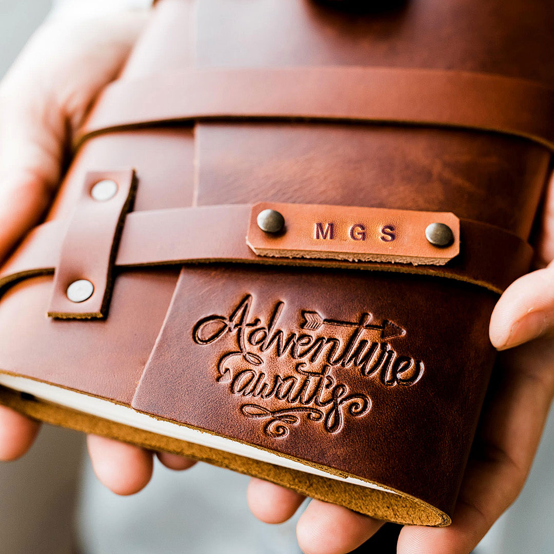 Custom Leather Journal + 9 Unique Leather Anniversary Gifts for Him + Her