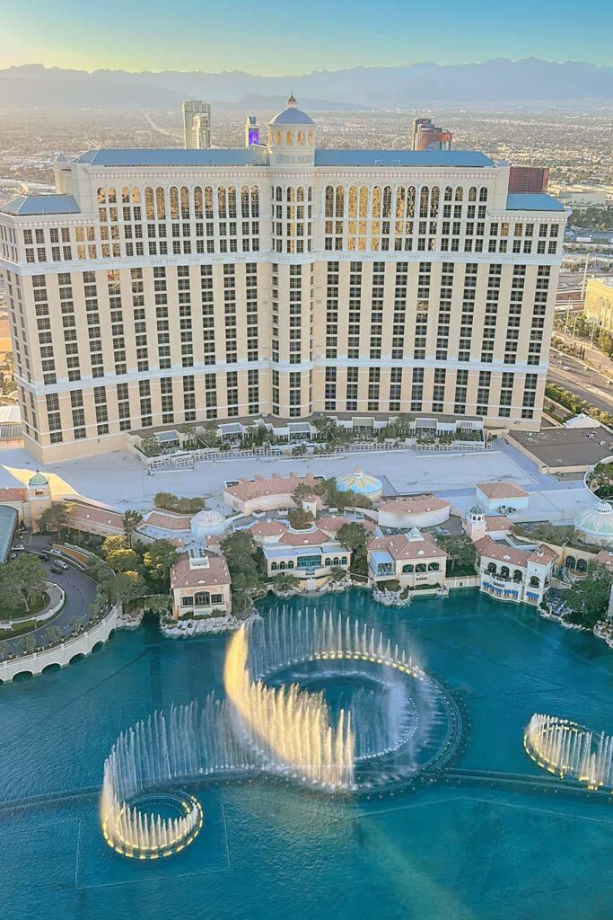 view of bellagio fountains from paris