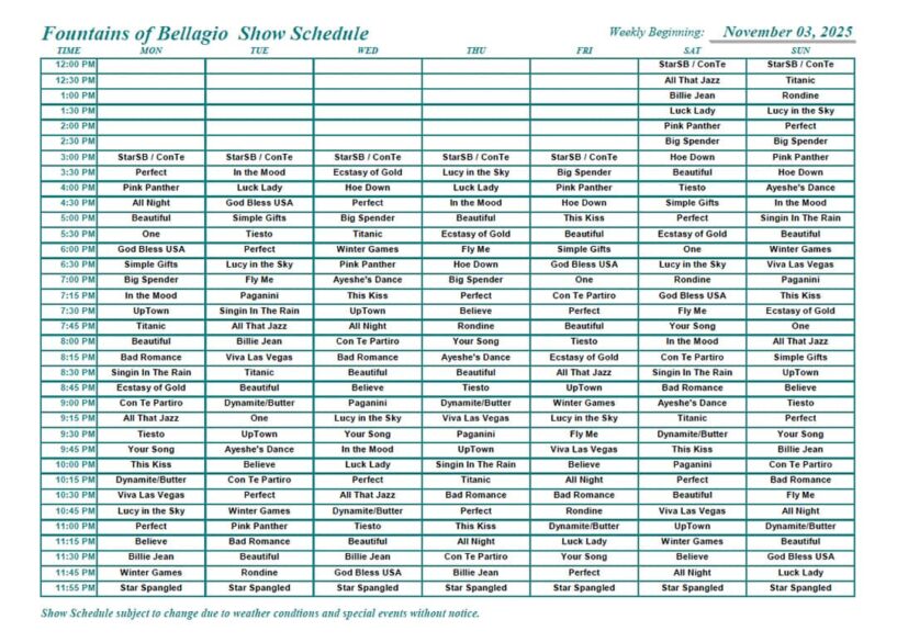 Bellagio Fountains Show Schedule and Local Tips » Local Adventurer